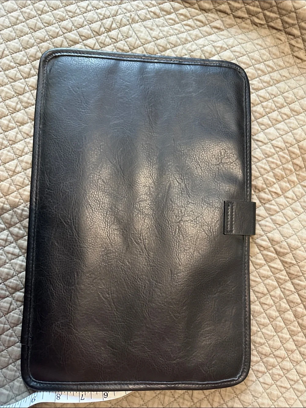 BEIS Black Padded Computer Folio Case with Strap Closure